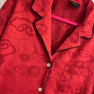 NEW! Natori brick red 2pc long sleeve  Pajama Set size L